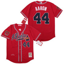 Atlanta Braves #44 Hank Aaron Red 1974 Cooperstown Collection Authentic Stitched MLB Jersey