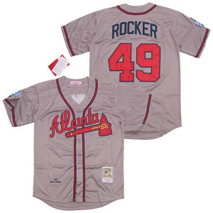 Atlanta Braves #49 John Rocker Gray Throwback Authentic Stitched MLB Jersey