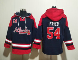 Atlanta Braves #54 Max Fried Navy Stitched Hoodies