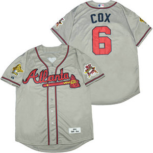 Atlanta Braves #6 Bobby Cox Gray 1995 Throwback Authentic Stitched MLB Jersey