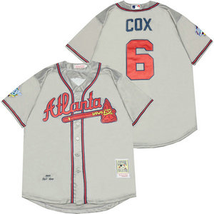Atlanta Braves #6 Bobby Cox Gray 1999 Throwback Authentic Stitched MLB Jersey