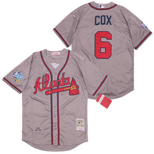 Atlanta Braves #6 Bobby Cox Gray Throwback Authentic Stitched MLB Jersey