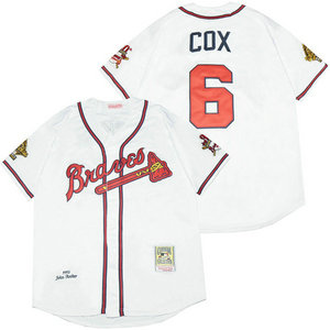 Atlanta Braves #6 Bobby Cox White 1995 Throwback Authentic Stitched MLB Jersey