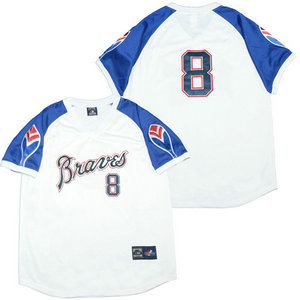 Atlanta Braves #8 Justin Upton White Pullover Throwback Authentic Stitched MLB jersey