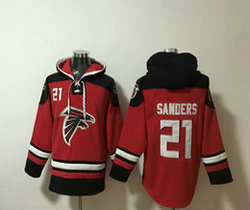 Atlanta Falcons #21 Deion Sanders Red Stitched Pullover NFL Hoodie