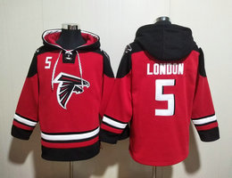 Atlanta Falcons #5 Drake London Red All Stitched Hooded Sweatshirt