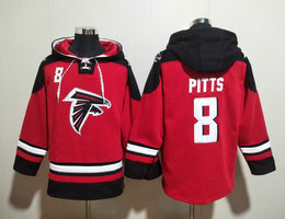Atlanta Falcons #8 Kyle Pitts Red All Stitched Hooded Sweatshirt