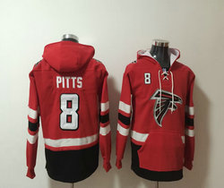 Atlanta Falcons #8 Kyle Pitts Red All Stitched Hooded Sweatshirt