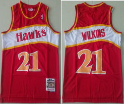 Atlanta Hawks #21 Dominique Wilkins Red 1986-87 Hardwood Classics Authentic Stitched NBA jersey