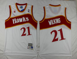 Atlanta Hawks #21 Dominique Wilkins White Throwback Authentic Stitched NBA jersey