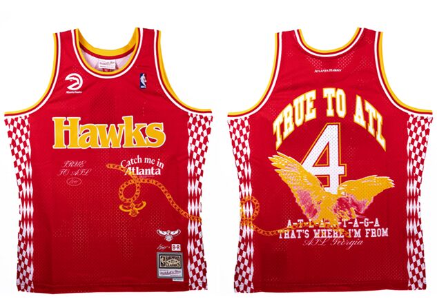 Atlanta Hawks #4 LIL BABY Red Hardwood Classics Jersey