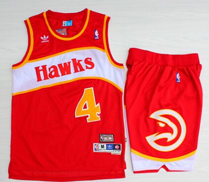Atlanta Hawks #4 Spud Webb Red Throwback Authentic Stitched NBA jersey With shost