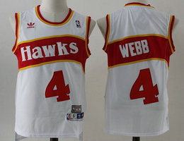 Atlanta Hawks #4 Spud Webb White Throwback Authentic Stitched NBA jersey