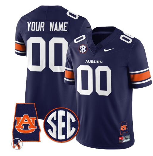 Auburn Tigers Custom Navy 2025 Alabama Patch Vapor Limited Jersey
