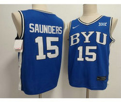 BYU Cougars #15 Richie Saunders Blue Basketball NCAA Jersey