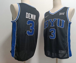 BYU Cougars #3 Egor Demin Navy College Basketball Stitched NCAA Jersey