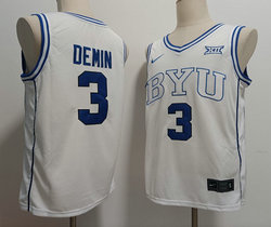 BYU Cougars #3 Egor Demin White College Basketball Stitched NCAA Jersey