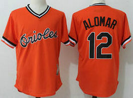Baltimore Orioles #12 Roberto Alomar Orange Throwback Stitched MLB Jersey