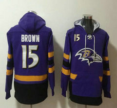 Baltimore Ravens #15 Marquise Brown Purple Stitched Pullover NFL Hoodie