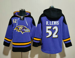 Baltimore Ravens #52 Ray Lewis Purple 2023 All Stitched Hooded Sweatshirt