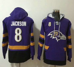 Baltimore Ravens #8 Lamar Jackson purple NFL Stitched Hoodies