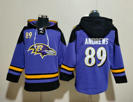 Baltimore Ravens #89 Mark Andrews Purple 2023 All Stitched Hooded Sweatshirt