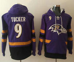 Baltimore Ravens #9 Justin Tucker Stitched Purple Black Name & Number Pullover NFL Hoodie