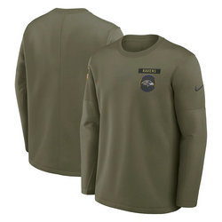 Baltimore Ravens Olive 2025 Salute To Service Sideline Coaches Therma-FIT Long Sleeve Shirt