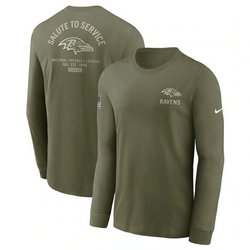 Baltimore Ravens Olive 2025 Salute To Service Sideline Long Sleeve T-Shirt