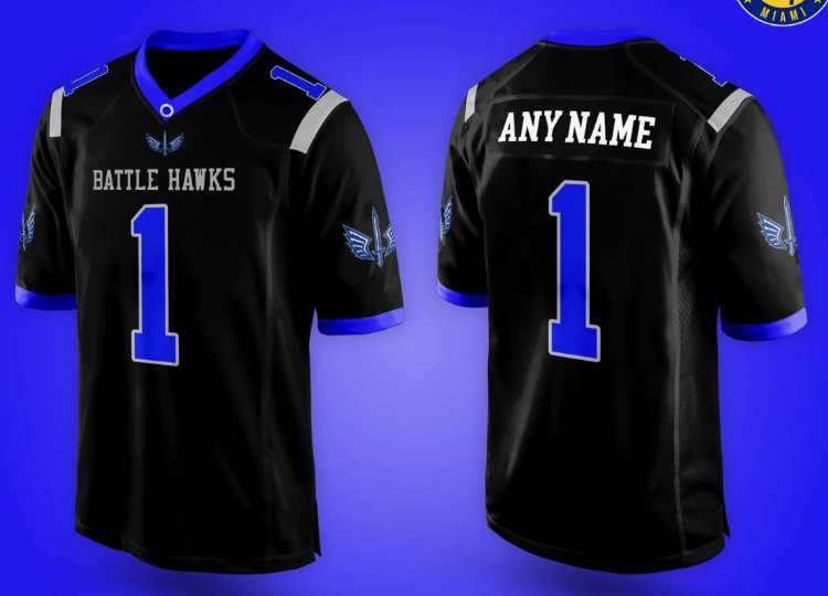 Battle Hawks #1 any Name Black color jersey