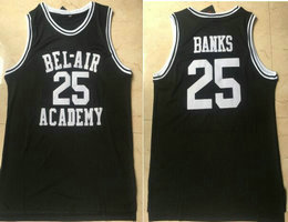 Bel-Air Academy #25 Carlton Banks Black College Basketball stitched Jersey