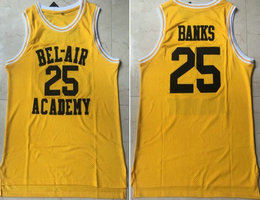 Bel-Air Academy #25 Carlton Banks Gold College Basketball stitched Jersey