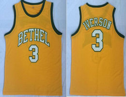 Bethel High School #3 Allen Iverson Gold Basketball Jersey