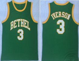 Bethel High School #3 Allen Iverson Green Basketball Jersey