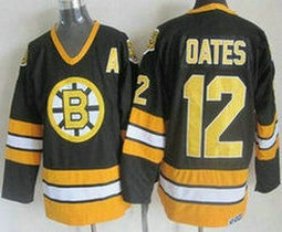 Boston Bruins #12 Adam Oates Black Throwback CCM Authentic Stitched NHL Jerseys