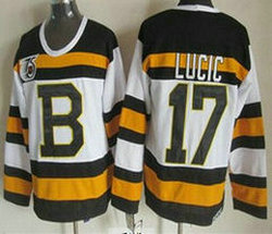 Boston Bruins #17 Milan Lucic White 75th Throwback CCM Authentic Stitched NHL jerseys