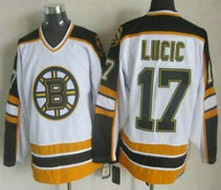 Boston Bruins #17 Milan Lucic White Black Throwback CCM New Authentic Stitched NHL Jersey