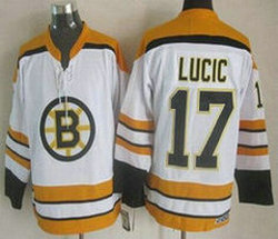 Boston Bruins #17 Milan Lucic White Yellow CCM New Authentic Stitched NHL Jersey