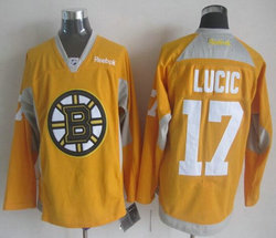 Boston Bruins #17 Milan Lucic Yellow Practice Authentic Stitched NHL Jersey