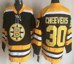Boston Bruins #30 Gerry Cheevers Black New Throwback CCM Authentic Stitched NHL Jersey