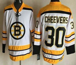 Boston Bruins #30 Gerry Cheevers White New Throwback CCM Authentic Stitched NHL Jersey