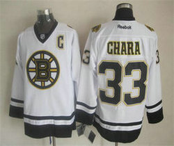 Boston Bruins #33 Zdeno Chara C White Reebok Throwback Authentic Stitched NHL Jersey