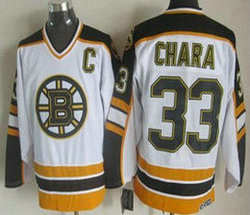 Boston Bruins #33 Zdeno Chara White Black CCM Throwback New Authentic Stitched NHL Jersey