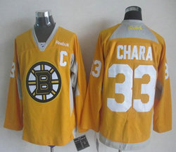 Boston Bruins #33 Zdeno Chara Yellow Practice Authentic Stitched NHL Jersey