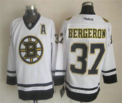 Boston Bruins #37 Patrice Bergeron A White Reebok Throwback Authentic Stitched NHL Jersey