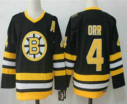 Boston Bruins #4 Bobby Orr Black Throwback CCM Authentic Stitched NHL Jerseys