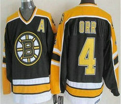 Boston Bruins #4 Bobby Orr Black Yellow CCM Throwback Authentic Stitched NHL jersey