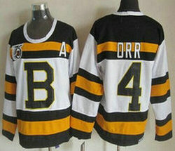 Boston Bruins #4 Bobby Orr White 75th Throwback CCM Authentic Stitched NHL jerseys