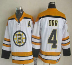 Boston Bruins #4 Bobby Orr White Throwback CCM Authentic Stitched NHL Jersey