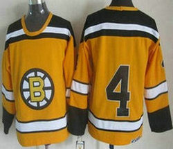 Boston Bruins #4 Bobby Orr Yellow CCM Throwback Authentic Stitched NHL Jersey